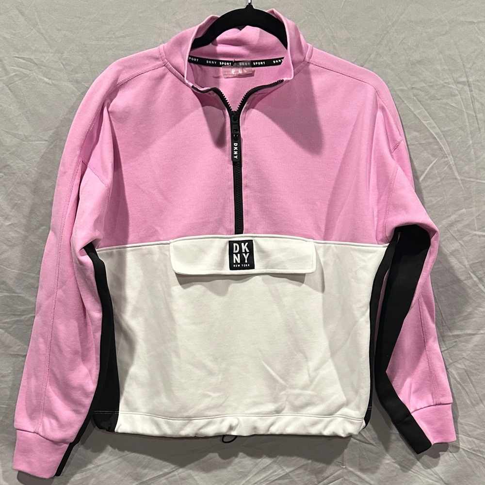 DKNY Two-Tone Pink and White PullOver